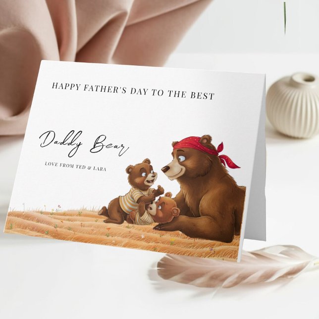 Personalisierte Daddy Bear Vatertag Card Karte (Celebrate Dad with our adorable Daddy Bear and Cubs card!)