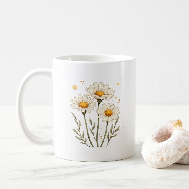 Personalisierte Daisy-Blume Kaffeetasse (Mit Donut)