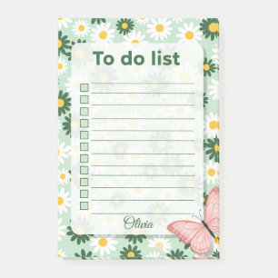 Personalisierte Daisy & Butterfly To-Do-Liste  Post-it Klebezettel