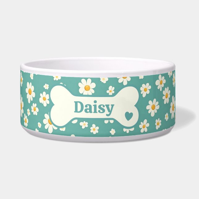 Personalisierte Daisy-Hunde-Schale – Süße Blumen-H Napf (Vorderseite)