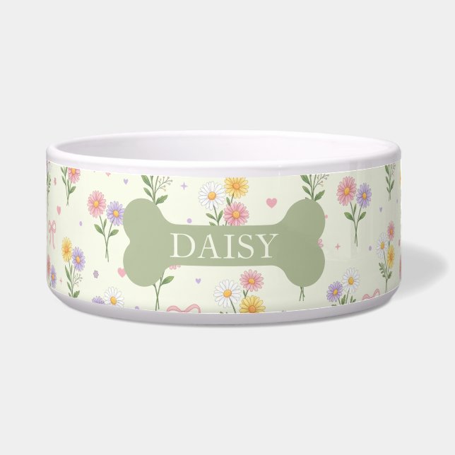 Personalisierte Daisy-Hundefutter-Schale – Hübsche Napf (Vorderseite)