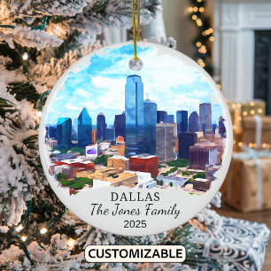 Personalisierte Dallas-Ornamente, Texas-Staat Keramik Ornament