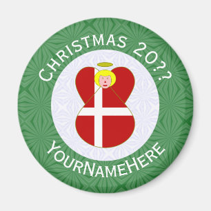 Personalisierte dänische Engel-Weihnachtsflagge  Magnet