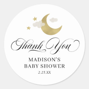 Personalisierte Danke Babydusche Moon & Stars Runder Aufkleber
