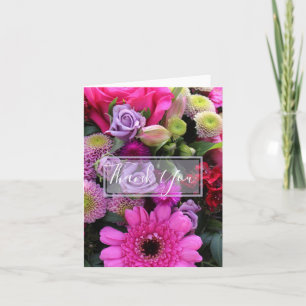 Personalisierte Dankeschön mit rosa und violetten Dankeskarte