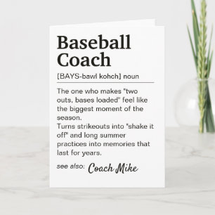 Personalisierte Danksagung für den Baseball-Traine Karte