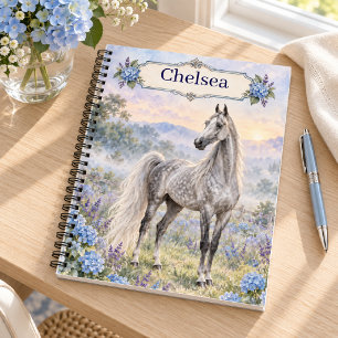 Personalisierte Dapple Grau Saddlebred Hortensie Notizbuch