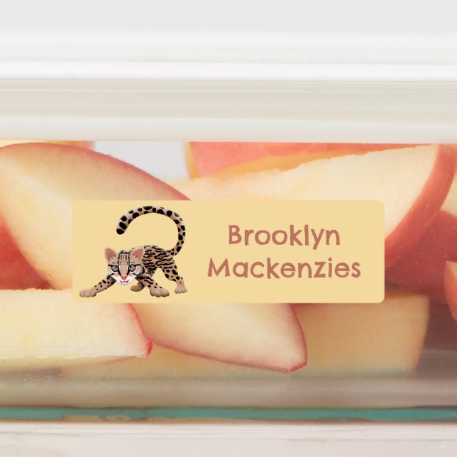 personalisierte Darstellung niedlicher Ozelot-Cart Etiketten (Befestigt)