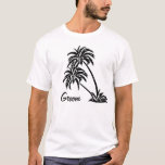 Personalisierte das Geschenk-Palmen des T-Shirt<br><div class="desc">Dieser schöne einfache künstlerische Chic und einzigartige SET des Hochzeitsgeschenks ZWEI Paare ist Gewohnheit gedruckt mit zwei Palmen an einem Inselentwurf mit Namen und am Tag Ihres Wählens. Personifizieren Sie ihn mit dem Namen des Bräutigams oder verlassen Sie ihn, wie er ist, bestman, Trauzeugen ... ... oder fertigen Sie es...</div>