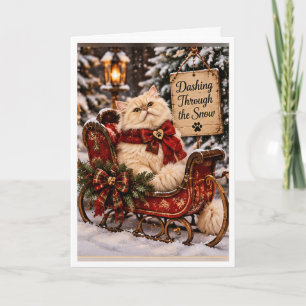 Personalisierte Dashing Through the Snow Perserkat Karte