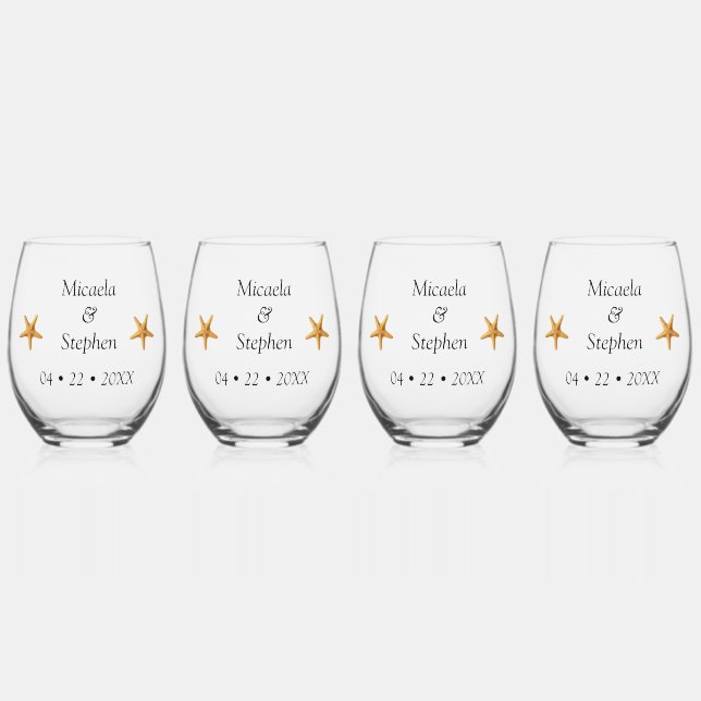 Personalisierte Dates B&W Starfish Weinglas Ohne Stiel (Vorderseite)
