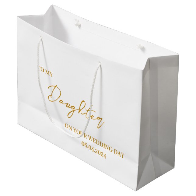 Personalisierte Daughter Bride-Geschenktasche, an  Große Geschenktüte (Vorderseite Schrägansicht)