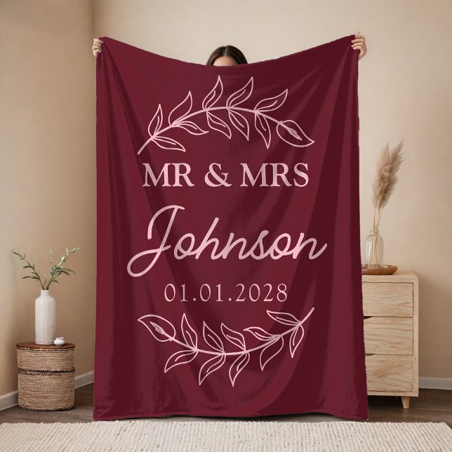 Personalisierte Decke als Geschenk für frisch Verm (Custom Name Couple Blanket – Wedding, Anniversary or Christmas Gift)