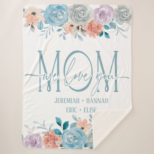 Personalisierte Decke für die Mama mit Blume aus R Sherpadecke (Vorderseite)