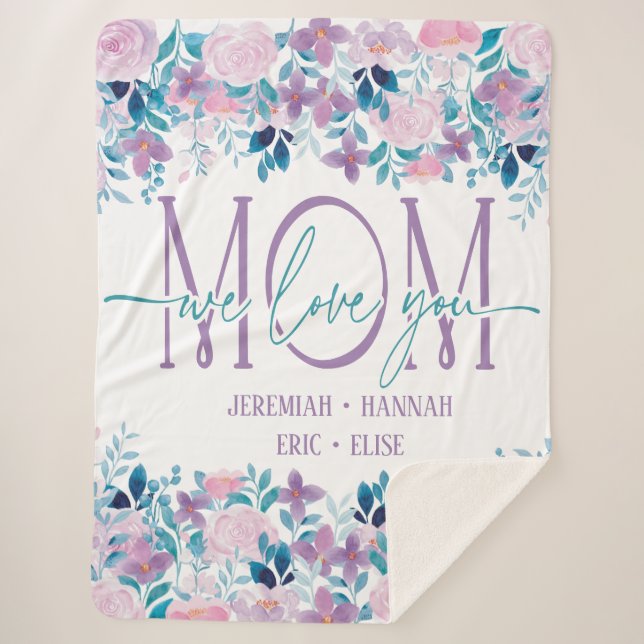 Personalisierte Decke für die Mama mit Blume aus R Sherpadecke (Vorderseite)