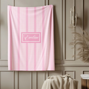 Personalisierte Decke Klassisches Rosa Karo Akzent