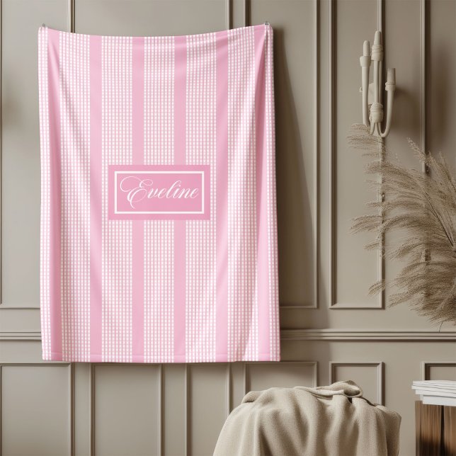 Personalisierte Decke Klassisches Rosa Karo Akzent (Personalized Blanket Classic Pink Plaid Accent)