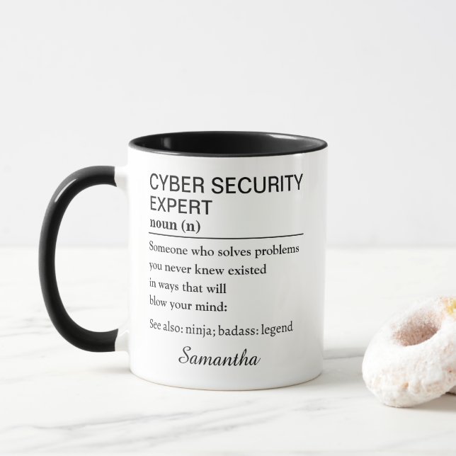 Personalisierte Definition eines Cybersicherheits- Tasse (Mit Donut)