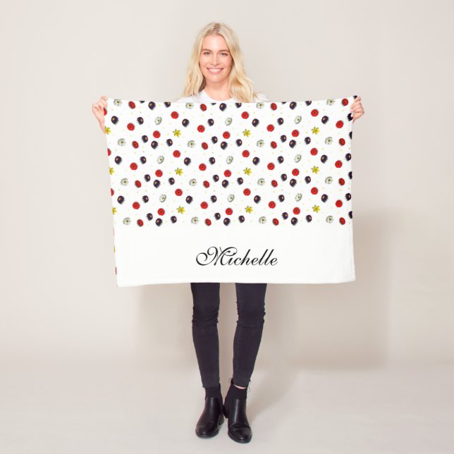 Personalisierte dekorative Frühlingsblumen weiß Fleecedecke (Beispiel)