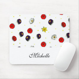 Personalisierte dekorative Frühlingsblumen weiß Mousepad