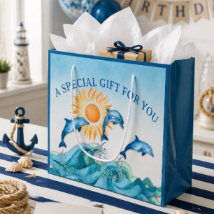Personalisierte Delfin-Geschenktasche groß Große Geschenktüte