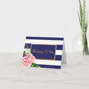 Personalisierte "Denken Sie an Sie" Rose Navy Stri Karte