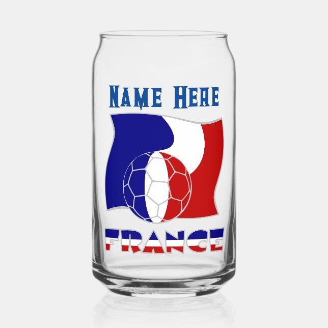 Personalisierte der französischen Fußball-Flagge Dosenglas (Vorderseite)