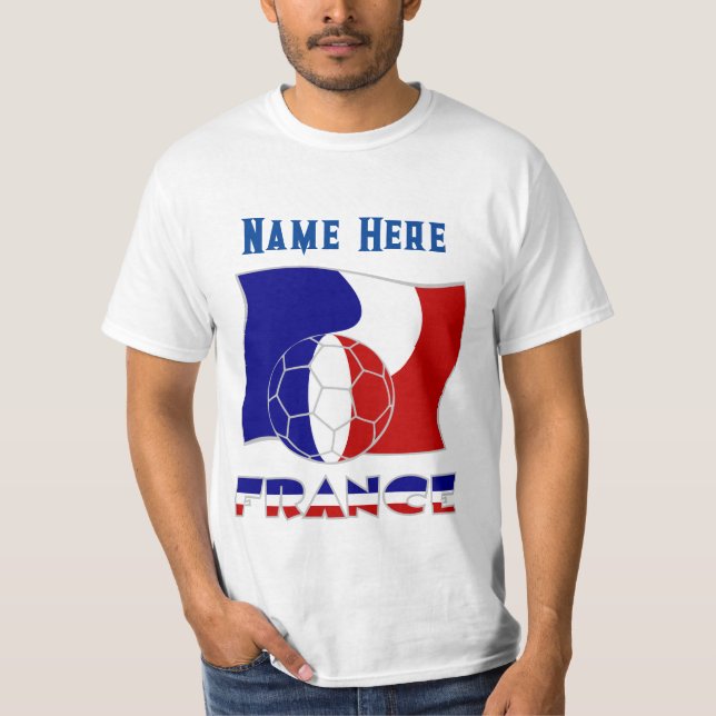 Personalisierte der französischen Fußball-Flagge T-Shirt (Vorderseite)