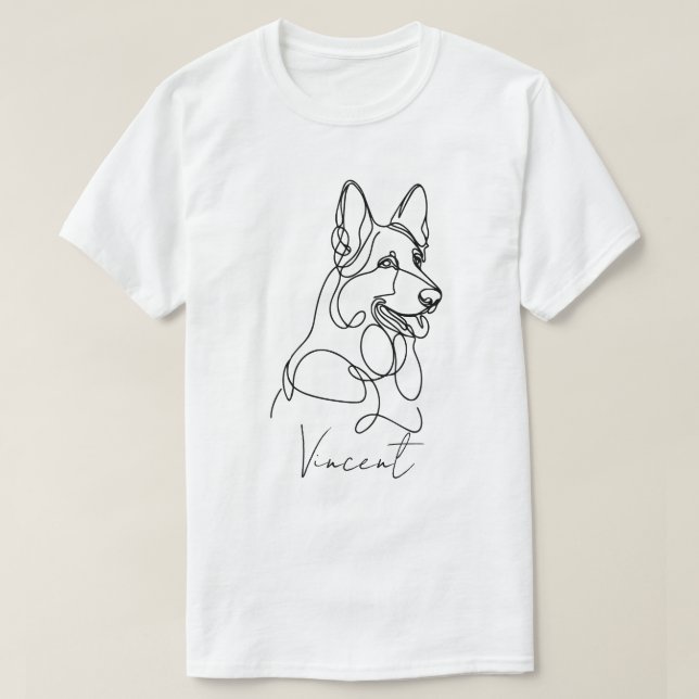 Personalisierte Deutsch-Schäfer-Linie Art T-Shirt (Design vorne)