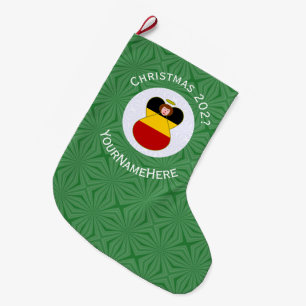Personalisierte deutsche Engel-Weihnachtsflagge Großer Weihnachtsstrumpf