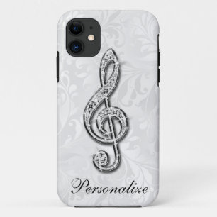 Personalisierte Diamant-Musiknote-Blumendamast Case-Mate iPhone Hülle