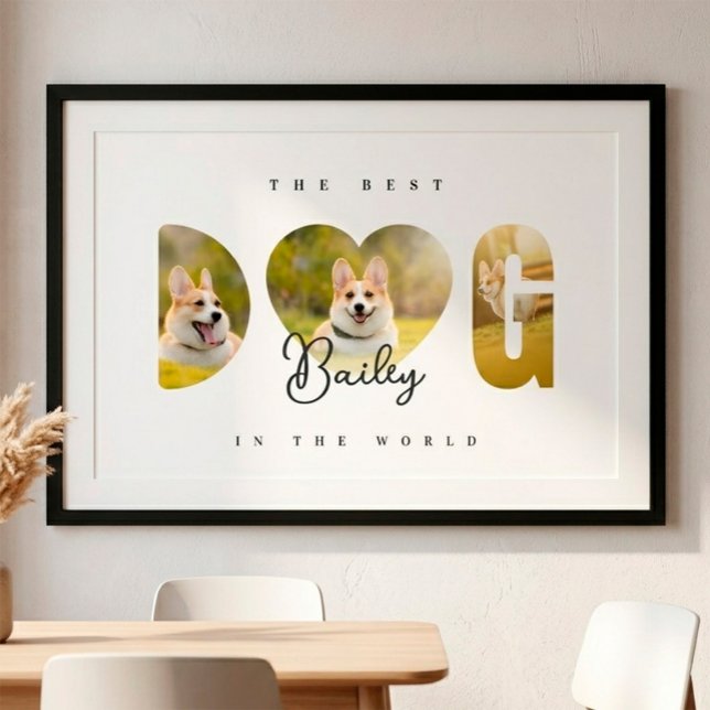 Personalisierte Die beste HUND 3 Foto-Collage Poster (The Best Dog Photo Collage Poster)