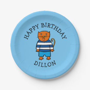 Personalisierte Dillon die Katze Pappteller