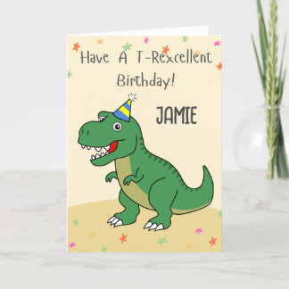 Personalisierte Dinosaur T-rex Kindergeburtstag Ca Dankeskarte