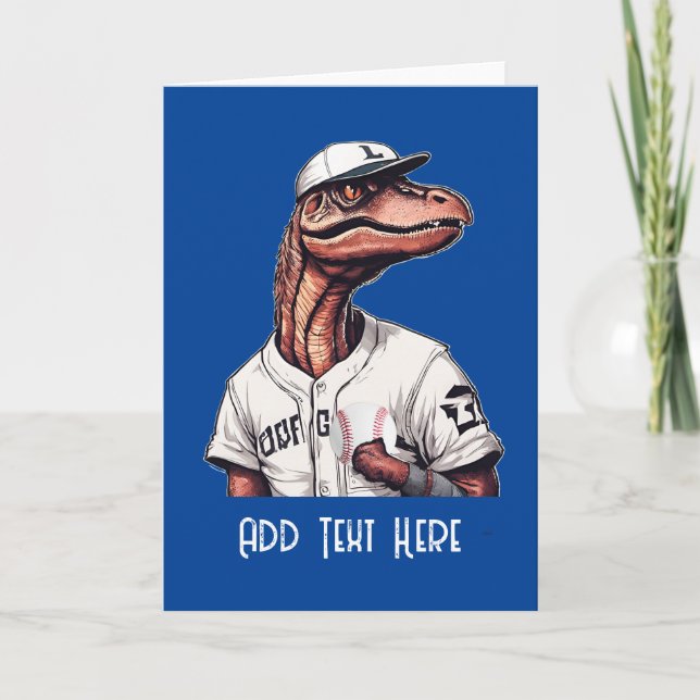 Personalisierte Dinosaurier-Baseball-Karte Dankeskarte (Vorderseite)