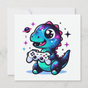 Personalisierte Dinosaurier-Einladung für Gamer Einladung