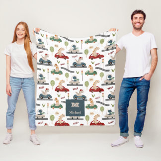 Personalisierte Dinosaurier fahren in Traffic Tale Fleecedecke