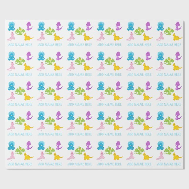 Personalisierte Dinosaurier Friends Packpapier (Saum)