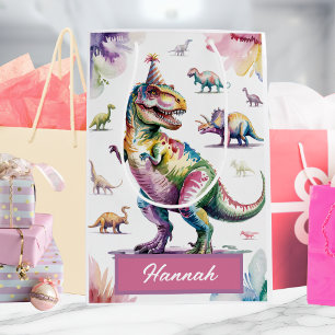 Personalisierte Dinosaurier-Geschenktasche für süß Mittlere Geschenktüte