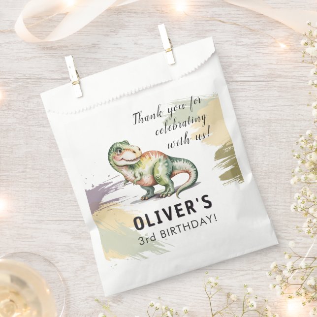 Personalisierte Dinosaurier-Kinder-Geburtstagsfeie Geschenktütchen (Ausgeschnitten)