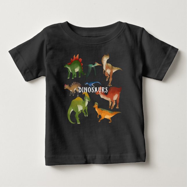 Personalisierte Dinosaurier Niedliche Farbtöne sch Baby T-shirt (Vorderseite)