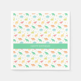 Personalisierte Dinosaurier-Papierplatte - Grünbla Serviette