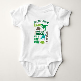 Personalisierte Dinosaurier Rock Quote Baby Duschg Baby Strampler
