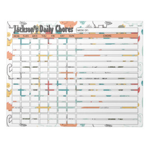 Personalisierte Dinosaurier-Tageskarte Notizblock