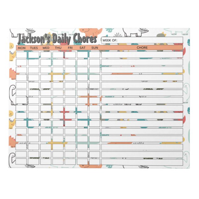 Personalisierte Dinosaurier-Tageskarte Notizblock (Vorderseite)