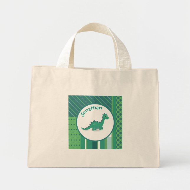 Personalisierte Dinosaurier-Tasche Mini Stoffbeutel (Vorne)