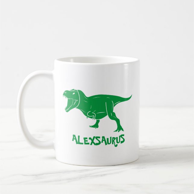Personalisierte Dinosaurier-Tasse, Kindergeschenk, Kaffeetasse (Links)