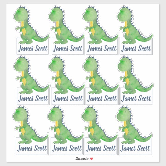 Personalisierte Dinosaurier Trex Kids' Labels (Blatt)