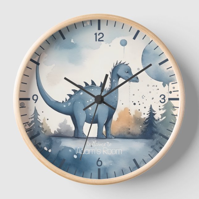 Personalisierte Dinosaurier-Uhr Uhr (Vorderseite)