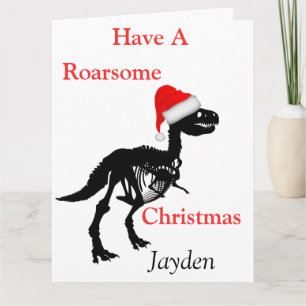 Personalisierte Dinosaurier-Weihnachtskarte Karte